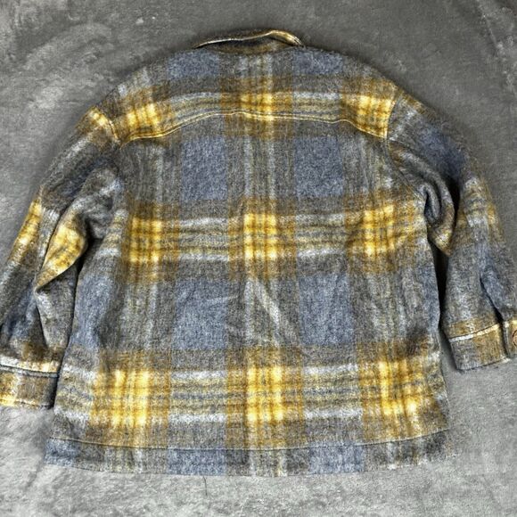 Zara Wool Blend Shirt Jacket Womens Medium Gray Yellow Oversized Button Shacket - Picture 9 of 12